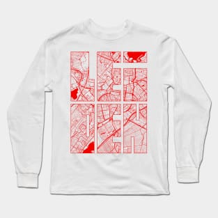 Leiden, Netherlands City Map Typography - Oriental Long Sleeve T-Shirt